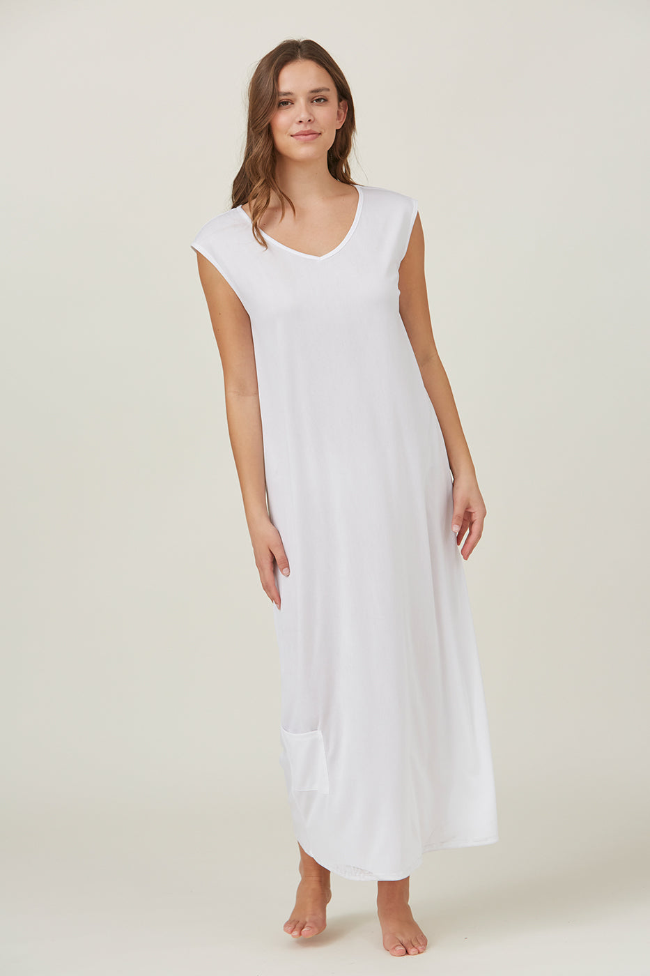 Full Length White Slip with Pocket - Main Image