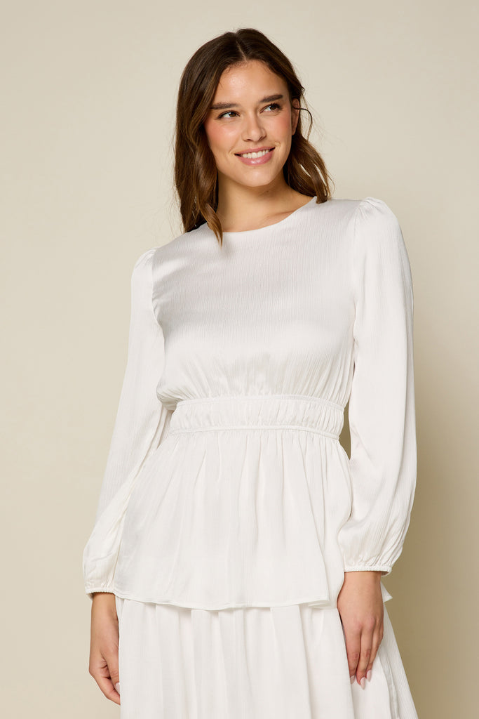 The Ivy Ruffle Tiered Temple Dress in Creamy White