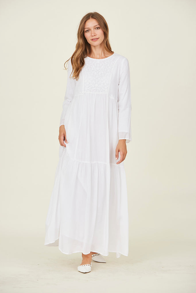 The Joy White Temple Dress (Front 2) - LDS Temple Dress from Colby & Claire