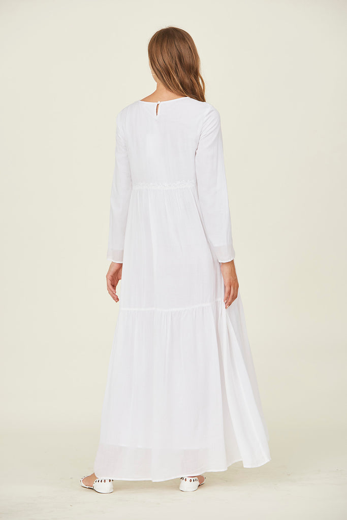 The Joy White Temple Dress (Back) - LDS Temple Dress from Colby & Claire