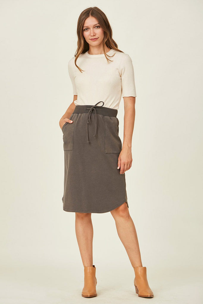 The Tori Ribbed Skirt in Charcoal