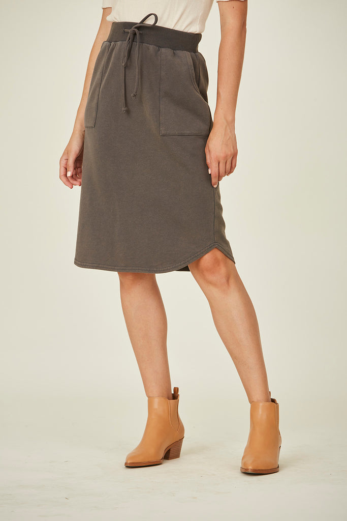 The Tori Ribbed Skirt in Charcoal