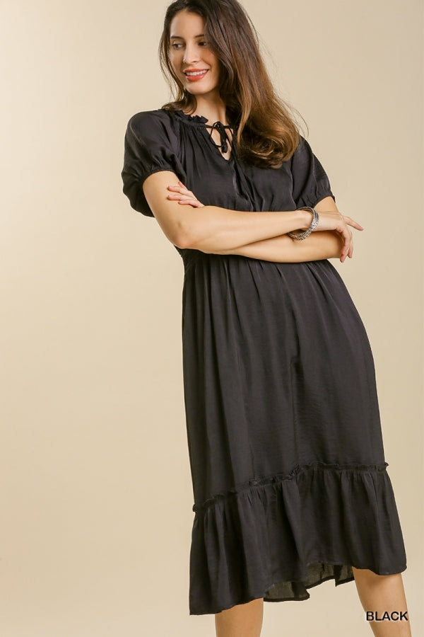 The Reagan Tiered Maxi Dress in Black