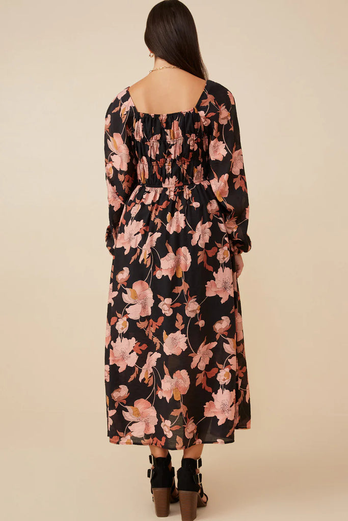 The Rome Floral Maxi Dress in Black