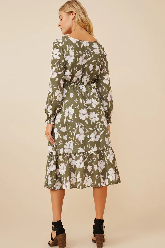 The Tenille Floral Print Dress in Forest
