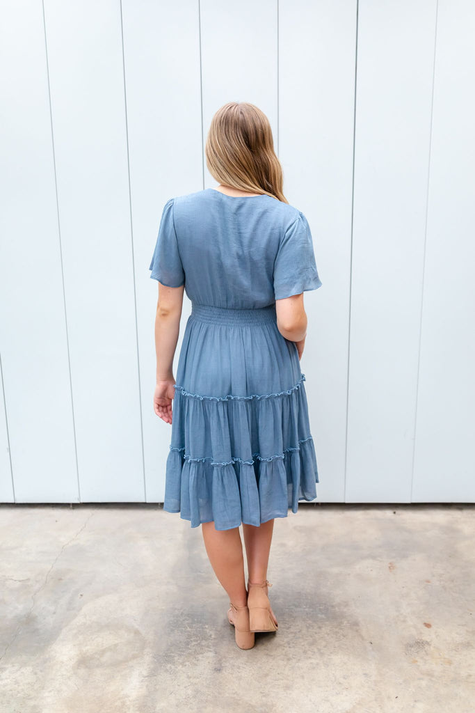 The Tate Midi Dress in Colony Blue